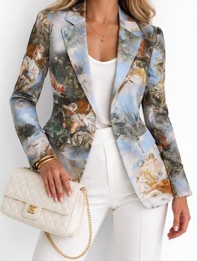 Carlisle Boucher Art Print Blazer Sz 4 $595 Luxury Rare Designer